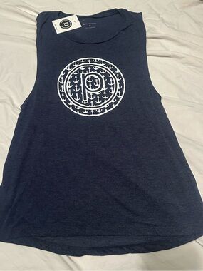 Pure Barre Navy Muscle Tee with White Anchor Logo